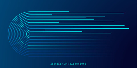 Vector semicircle flowing lines dynamic pattern in blue green color isolated on black background for technology concept AI, digital, communication, science - obrazy, fototapety, plakaty