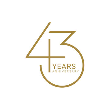 43rd, 43 Years Anniversary Logo, number, Golden Color, Vector Template Design element for birthday, invitation, wedding, jubilee and greeting card illustration.