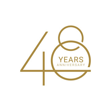 48, 48th Year Anniversary Logo, Color, Vector Template Design element for birthday, invitation, wedding, jubilee and greeting card illustration.