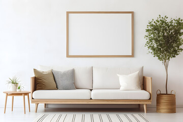 Obraz na płótnie Canvas Stylish interior, plants and elegant personal accessories. Mock up image, home decor. Interior design, minimalism, calm beige tone