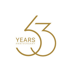 63 Years Anniversary Logo, Golden Color, Vector Template Design element for birthday, invitation, wedding, jubilee and greeting card illustration.
