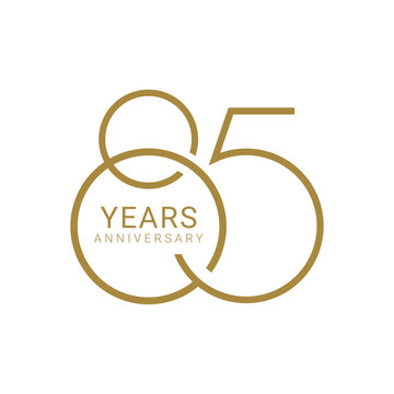 85, 85th Years Anniversary Logo, Golden Color, Vector Template Design element for birthday, invitation, wedding, jubilee and greeting card illustration.