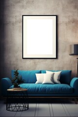 Poster template, modern interior with sofa and lcd tv