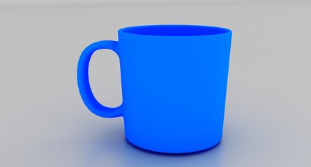 Realistic blue porcelain cup isolated on white background. Design Template for Mock Up. 