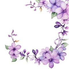 A Serene Symphony: Purple Watercolor Flowers Blossoming on a White Canvas