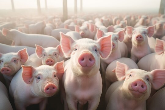Group of Piglets at the domestic farm Generative Ai