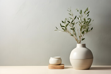 Stylish interior, plants, and elegant personal accessories. Home decor. Interior design, minimalism, calm tone