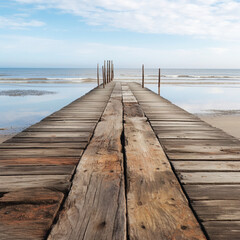 Wooden walkway to the sea 03