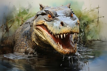 Obraz premium crocodile in the water