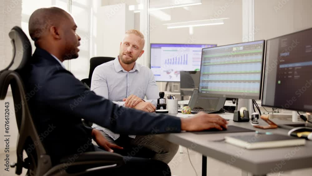 Poster people working with spreadsheet data