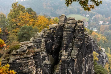 Foto op Plexiglas De Bastei Brug Landscape impression of saxony switzerland around the bastei bridge near dresden in saxony, germany, in autumn