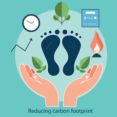 Carbon Footprint greenhouse gases economy reduction vector - 676614687