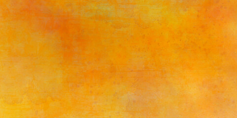 Distressed grunge background wallpaper rough concrete wall. Stone watercolor orange wall texture grunge rock surface. dark yellow concrete background backdrop. wide panoramic banner. 