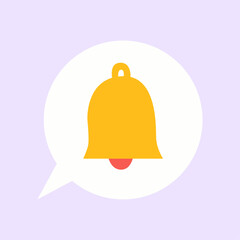 Vector bell notification on speech bubble chat alert new event information sign or symbol website icon illustration