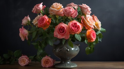 Obraz na płótnie Canvas bouquet of roses in vase