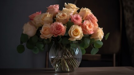 bouquet of roses in vase
