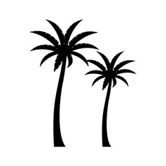Vector silhouettes set of palm trees on white