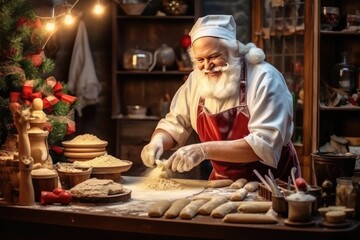santa claus preparing christmas cookies