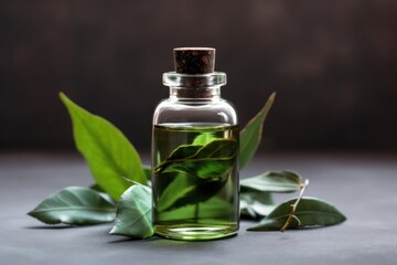 Obraz na płótnie Canvas Herb essential oil aroma bootle and leaf