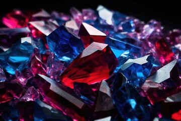 Red blue and purple crystal shards background texture,crystal wallpaper background  - obrazy, fototapety, plakaty