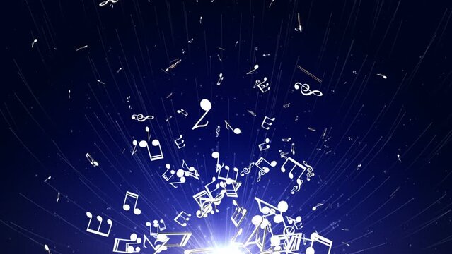 Flying Musical Notes Animation, Rendering, Background, Loop, 4k
