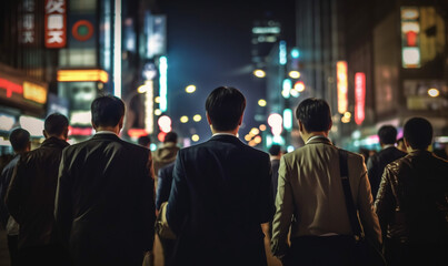 Fototapeta premium business crowd people in city at the night