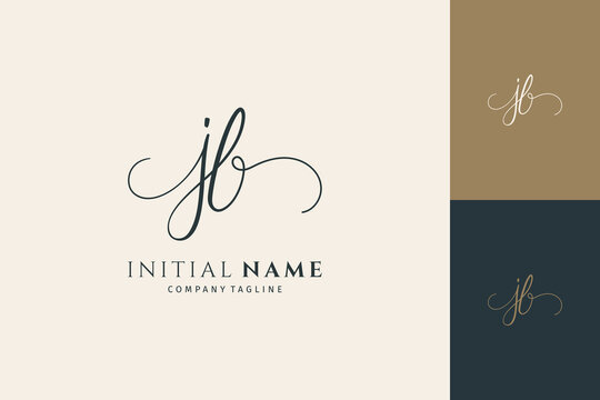 jb handwritten logo template. Initial signature vector