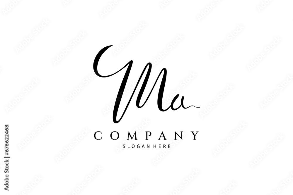 Wall mural Ma initial signature logo. Handwritten monogram vector