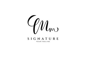 Mm handwritten logo template. Initial signature vector