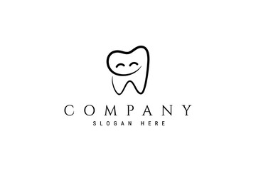 dental smile logo design vector suitable for dental clinic, dental care and healthy teeth - obrazy, fototapety, plakaty