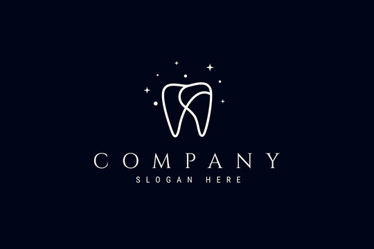 Dental linear logo design decorated with star ornaments