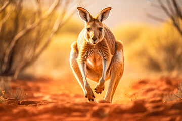 running kangaroo close-up