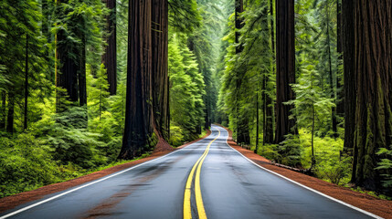 Fototapeta premium Road in the Redwood Forest