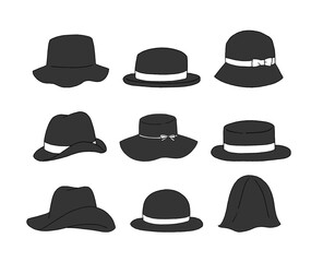 黒の帽子のイラストセット