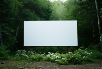 Fototapeta premium White billboard in the forest