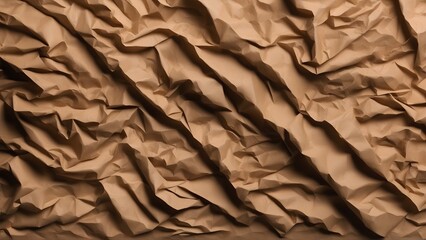 Crumpled paper background, brown paper crumpled texture