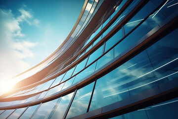 Set of low angle view of futuristic architecture, Skyscraper of office building with curve glass window