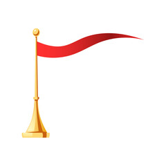 Vector red long flag on gold stand illustration