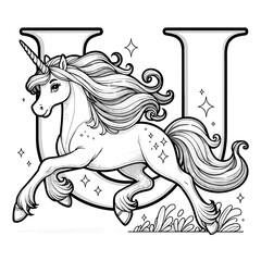 U for Unicorn Coloring Book: Galloping into Mythical Realms