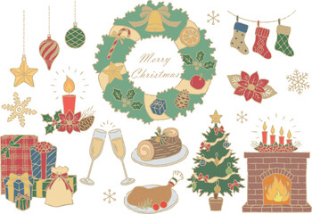 クリスマスイラストセット　手描き線画　
