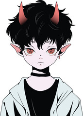 Young anime demon boy