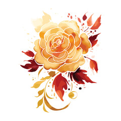 Gilded Blossoms: Watercolor Florals in Luxurious Gold