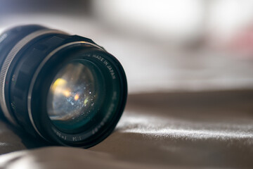 close up vintage camera lens