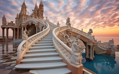 The staircase to the palace of the sun. Generative AI.