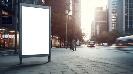 Vertical blank white billboard. Promotion information for marketing and business.