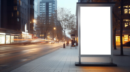 Vertical blank white billboard. Promotion information for marketing and business.