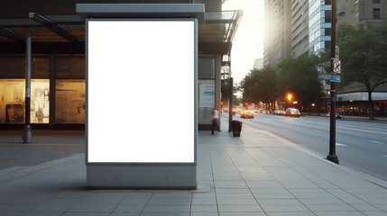 Fototapeta premium Vertical blank white billboard. Promotion information for marketing and business.