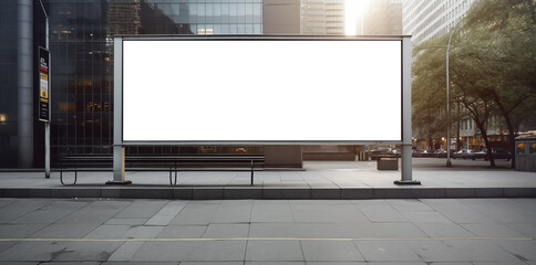 Horizontal blank white billboard mockup. Promotion information for marketing and business.