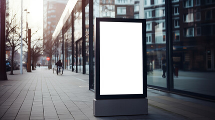Vertical blank white billboard. Promotion information for marketing and business.