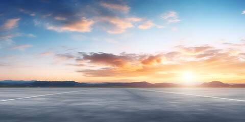 Limitless Horizon, Wide Angle Shot of an Empty Road, Suitable for PPTs